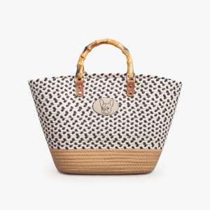 Cabas tressé - beige - tête boubou