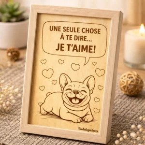 Cadre gravé bois "Je t'aime"
