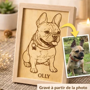 Cadre gravé personnalisé sur bois
