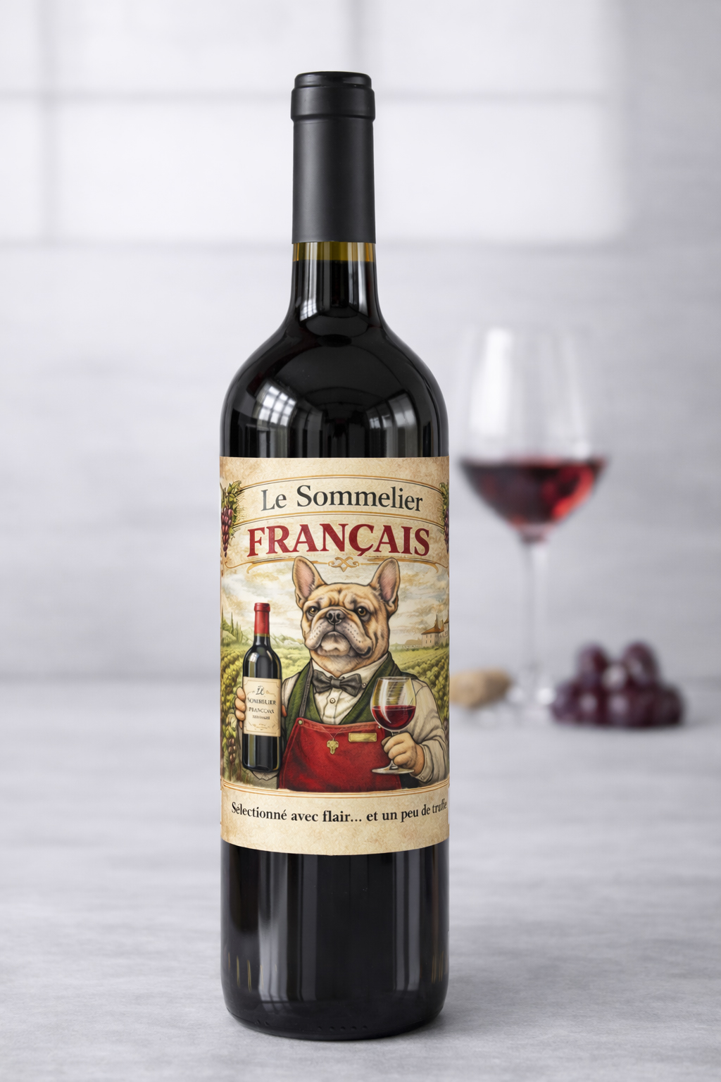 Étiquette de bouteille de vin – Le sommelier français