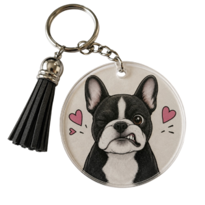 Porte-clé Bouledogue Français « Petit Cœur »