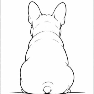 Affiche Bouledogue Français de Dos – Illustration minimaliste noir et blanc – A4