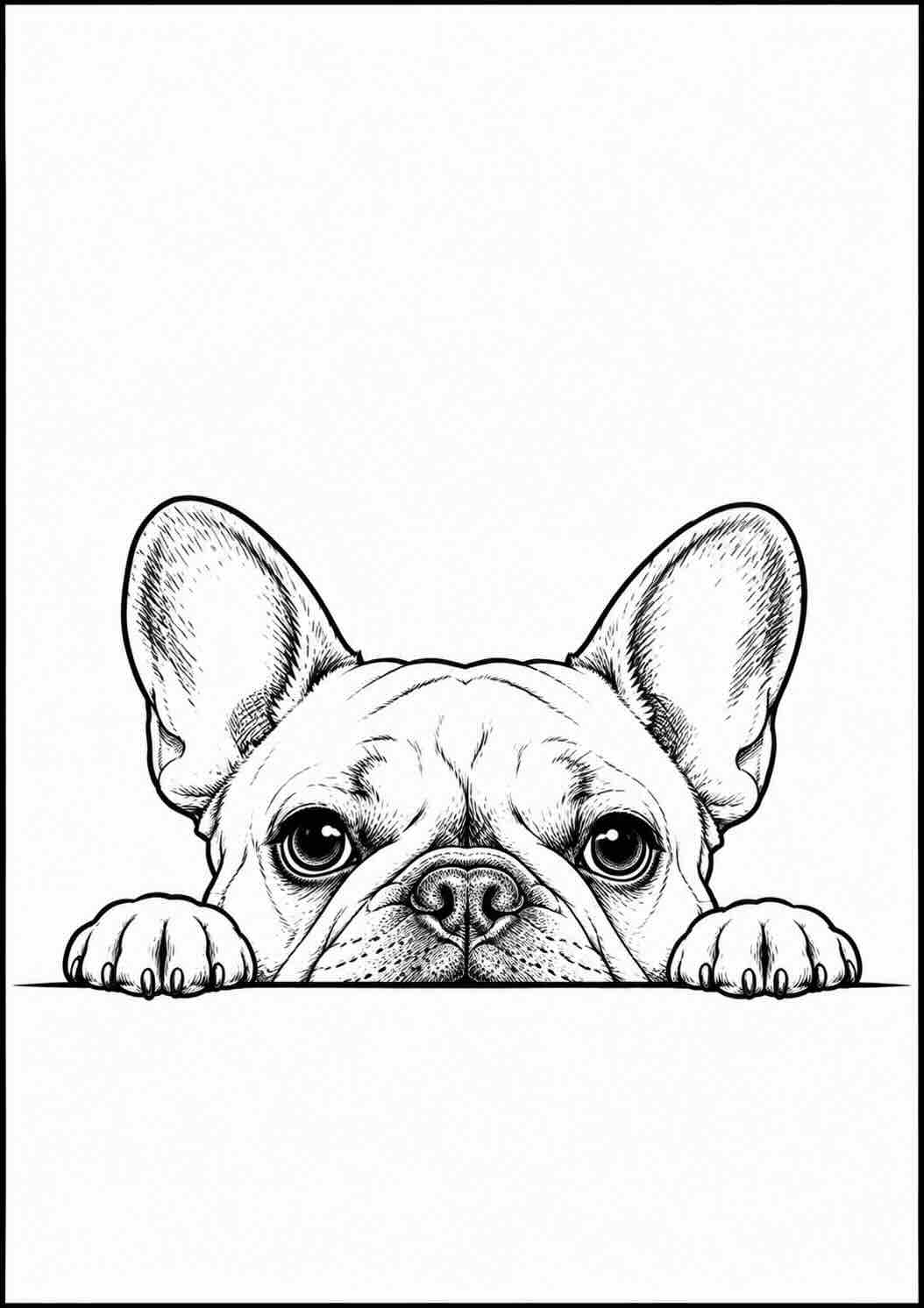 Affiche Bouledogue Français Espiègle – Illustration noir et blanc – A4