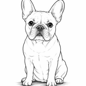 Affiche Portrait Bouledogue Français – Illustration noir et blanc – A4