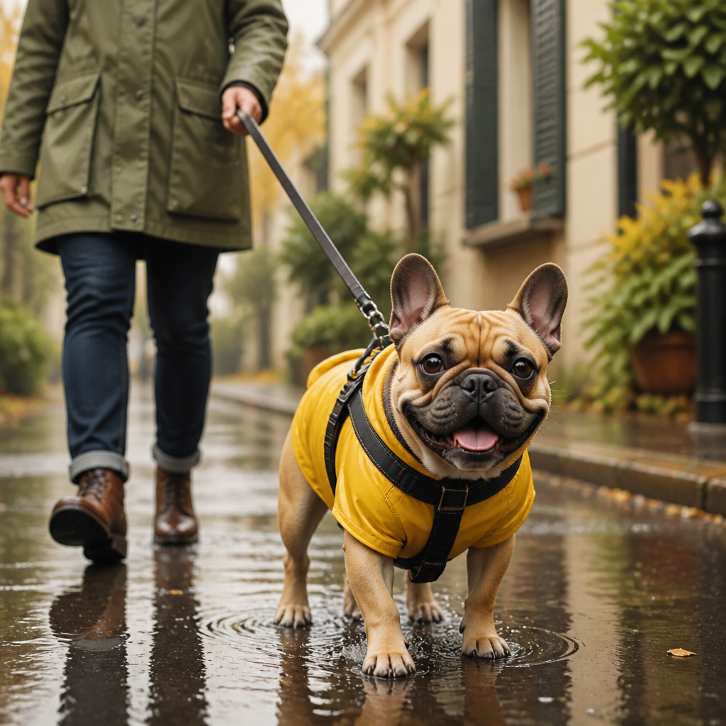 Bouledogue français et pluie : comment réussir les promenades par mauvais temps ?